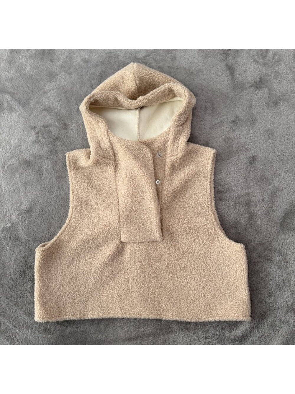 Pilcro Teddy Sherpa Fleece Hooded Sweater Vest Womens O/S Small Medium